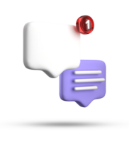 3d rendering of speech bubble with notification icons, 3D pastel purple chat icon set. Set of 3d speak bubble. png