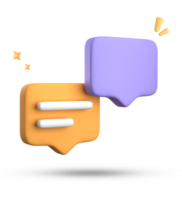 3d rendering of speech bubble with notification icons, 3D pastel yellow blue chat icon set. Set of 3d speak bubble. png