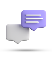 3d rendering of speech bubble with notification icons, 3D pastel purple chat icon set. Set of 3d speak bubble. png