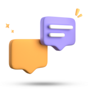 3d rendering of speech bubble with notification icons, 3D pastel yellow blue chat icon set. Set of 3d speak bubble. png
