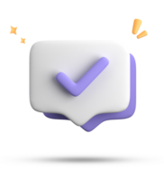 3d rendering of speech bubble with notification icons, 3D pastel chat with checked icon. Set of 3d speak bubble. png