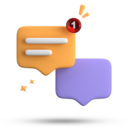 3d rendering of speech bubble with notification icons, 3D pastel yellow blue chat icon set. Set of 3d speak bubble. png