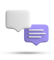 3d rendering of speech bubble with notification icons, 3D pastel purple chat icon set. Set of 3d speak bubble. png