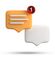 3d rendering of speech bubble with notification icons, 3D pastel yellow white chat icon set. Set of 3d speak bubble. png