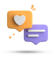 3d rendering of speech bubble with notification icons, 3D pastel yellow blue chat icon set. Set of 3d speak bubble. png