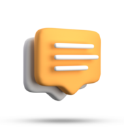 3d Renderização do discurso bolha com notificação ícones, 3d pastel amarelo branco bate-papo ícone definir. conjunto do 3d falar bolha. png