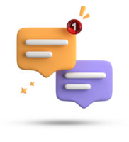 3d rendering of speech bubble with notification icons, 3D pastel yellow blue chat icon set. Set of 3d speak bubble. png