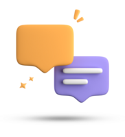 3d rendering of speech bubble with notification icons, 3D pastel yellow blue chat icon set. Set of 3d speak bubble. png