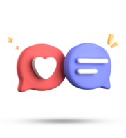 3d rendering of speech bubble with notification icons, 3D pastel chat icon set. Set of 3d speak bubble. png