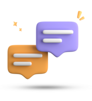 3d rendering of speech bubble with notification icons, 3D pastel yellow blue chat icon set. Set of 3d speak bubble. png