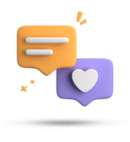 3d rendering of speech bubble with notification icons, 3D pastel yellow blue chat icon set. Set of 3d speak bubble. png