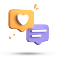 3d rendering of speech bubble with notification icons, 3D pastel yellow blue chat icon set. Set of 3d speak bubble. png