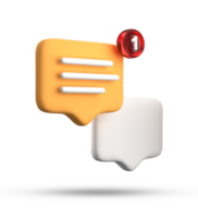 3d rendering of speech bubble with notification icons, 3D pastel yellow white chat icon set. Set of 3d speak bubble. png