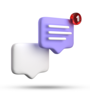 3d rendering of speech bubble with notification icons, 3D pastel purple chat icon set. Set of 3d speak bubble. png