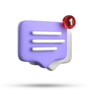 3d rendering of speech bubble with notification icons, 3D pastel purple chat icon set. Set of 3d speak bubble. png