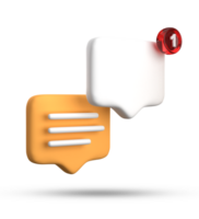 3d rendering of speech bubble with notification icons, 3D pastel yellow white chat icon set. Set of 3d speak bubble. png