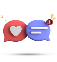 3d rendering of speech bubble with notification icons, 3D pastel chat icon set. Set of 3d speak bubble. png
