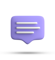 3d rendering of speech bubble with notification icons, 3D pastel purple chat icon set. Set of 3d speak bubble. png