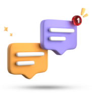 3d rendering of speech bubble with notification icons, 3D pastel yellow blue chat icon set. Set of 3d speak bubble. png