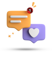 3d rendering of speech bubble with notification icons, 3D pastel yellow blue chat icon set. Set of 3d speak bubble. png