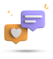 3d rendering of speech bubble with notification icons, 3D pastel yellow blue chat icon set. Set of 3d speak bubble. png