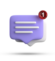 3d rendering of speech bubble with notification icons, 3D pastel purple chat icon set. Set of 3d speak bubble. png