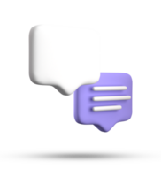 3d rendering of speech bubble with notification icons, 3D pastel purple chat icon set. Set of 3d speak bubble. png