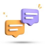 3d rendering of speech bubble with notification icons, 3D pastel yellow blue chat icon set. Set of 3d speak bubble. png