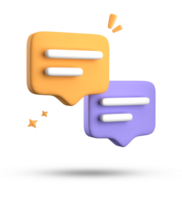 3d rendering of speech bubble with notification icons, 3D pastel yellow blue chat icon set. Set of 3d speak bubble. png