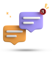 3d rendering of speech bubble with notification icons, 3D pastel yellow blue chat icon set. Set of 3d speak bubble. png