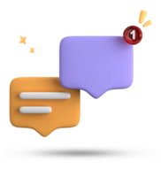 3d rendering of speech bubble with notification icons, 3D pastel yellow blue chat icon set. Set of 3d speak bubble. png