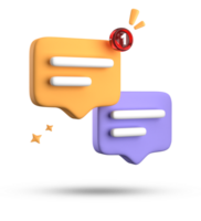 3d rendering of speech bubble with notification icons, 3D pastel yellow blue chat icon set. Set of 3d speak bubble. png