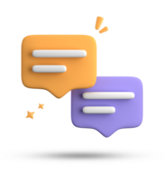 3d rendering of speech bubble with notification icons, 3D pastel yellow blue chat icon set. Set of 3d speak bubble. png