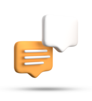 3d rendering of speech bubble with notification icons, 3D pastel yellow white chat icon set. Set of 3d speak bubble. png