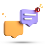 3d rendering of speech bubble with notification icons, 3D pastel yellow blue chat icon set. Set of 3d speak bubble. png