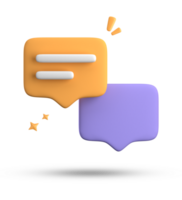 3d rendering of speech bubble with notification icons, 3D pastel yellow blue chat icon set. Set of 3d speak bubble. png