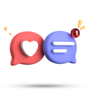 3d rendering of speech bubble with notification icons, 3D pastel chat icon set. Set of 3d speak bubble. png