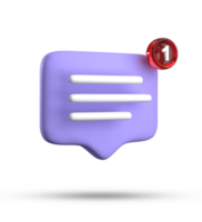 3d rendering of speech bubble with notification icons, 3D pastel purple chat icon set. Set of 3d speak bubble. png