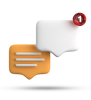 3d rendering of speech bubble with notification icons, 3D pastel yellow white chat icon set. Set of 3d speak bubble. png