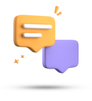 3d representación de habla burbuja con notificación iconos, 3d pastel amarillo azul charla icono colocar. conjunto de 3d hablar burbuja. png