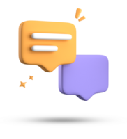 3d rendering of speech bubble with notification icons, 3D pastel yellow blue chat icon set. Set of 3d speak bubble. png