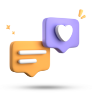 3d rendering of speech bubble with notification icons, 3D pastel yellow blue chat icon set. Set of 3d speak bubble. png