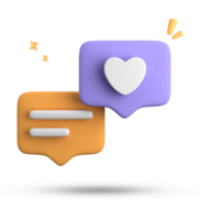 3d rendering of speech bubble with notification icons, 3D pastel yellow blue chat icon set. Set of 3d speak bubble. png