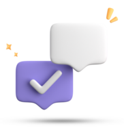 3d rendering of speech bubble with notification icons, 3D pastel chat with checked icon. Set of 3d speak bubble. png