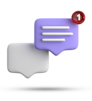 3d rendering of speech bubble with notification icons, 3D pastel purple chat icon set. Set of 3d speak bubble. png
