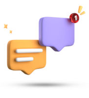 3d rendering of speech bubble with notification icons, 3D pastel yellow blue chat icon set. Set of 3d speak bubble. png