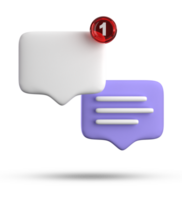 3d rendering of speech bubble with notification icons, 3D pastel purple chat icon set. Set of 3d speak bubble. png