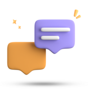 3d rendering of speech bubble with notification icons, 3D pastel yellow blue chat icon set. Set of 3d speak bubble. png