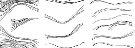 un conjunto de diferente tipos de ondulado líneas vector