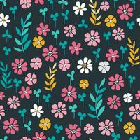 a pattern with flowers on a dark background vector